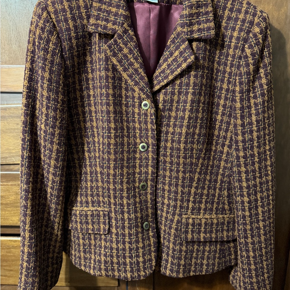 Rena Rowan Saville Blazer 14 Plaid Textured Heritage Preppy Fall Jacket